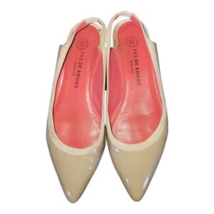 Pas de Rouge Beige and Coral Made In Italy Pointed Toe Slingback Flats 37